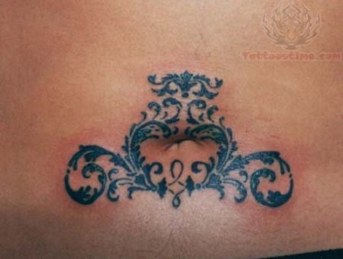 FLoral Heart Belly Button Tattoo